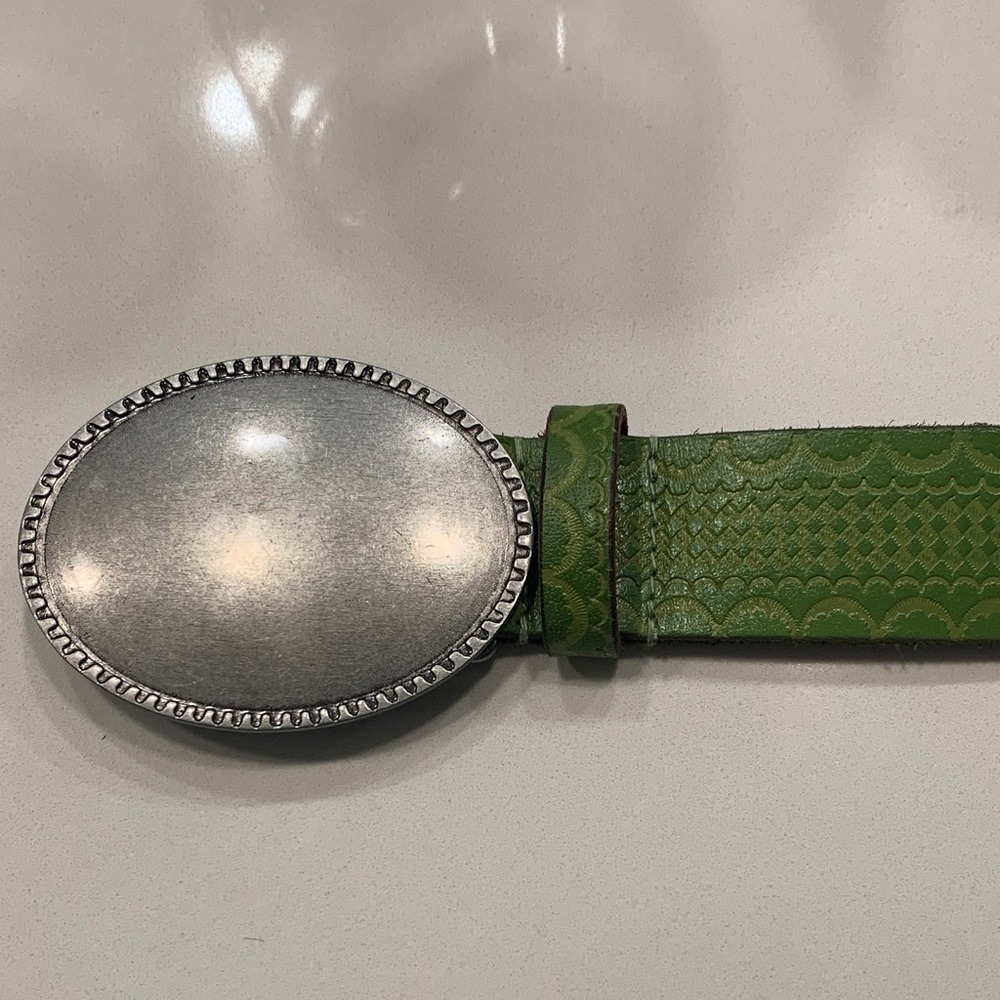 Free People Green Leather Duke Concho Belt - Picture 3 of 4